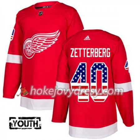Dětské Hokejový Dres Detroit Red Wings Henrik Zetterberg 40 2017-2018 USA Flag Fashion Černá Adidas Authentic